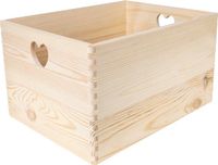 Creative Deco XXL Grote Houten Doos Kist | 40 x 30 x 24 cm | met Handgrepen Hart | Ongeverfd Onvoltooide Hout | Perfect voor Documenten, Kostbaarheden, Speelgoed en Gereedschap