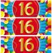 Bellatio Decorations sticker 16 ans - 10x - 19 x 6 cm - anniversaire - jubilé - décoration