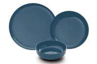 Elegante 12-delige dinerset, donkerblauw porselein, 4 serviesborden (27 cm), 4 borden (20 cm), 4 kommen (15 cm), magnetron- en vaatwasmachinebestendig, stijlvol en duurzaam