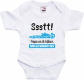 Bellatio Decorations baby rompertje - Auto Race Papa - wit/blauw - vaderdag/babyshower cadeau 56
