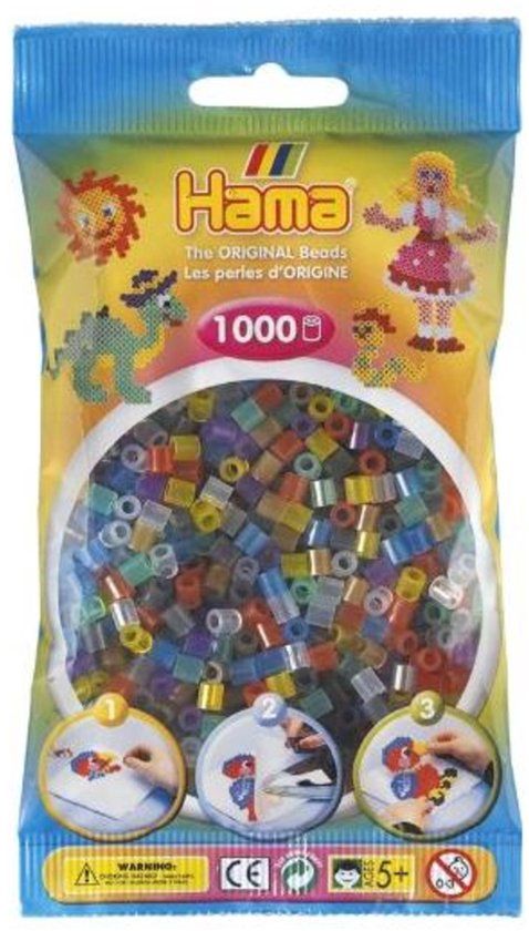 Hama Strijkkralen 1000 Stuks Doorzichtig Assortie