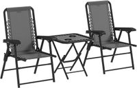 Outsunny Bistroset - Staal, Netstof - Donkergrijs