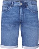 Petrol Industries Heren Denim Short - Slim Fit - Stretch - Korte Broek - Elastische Tailleband - Spijkerbroek - Herenkleding - Blauw - Maat S