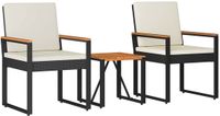 vidaXL Dining loungeset 4 zitplaatsen polyrattan zwart en crèmewit