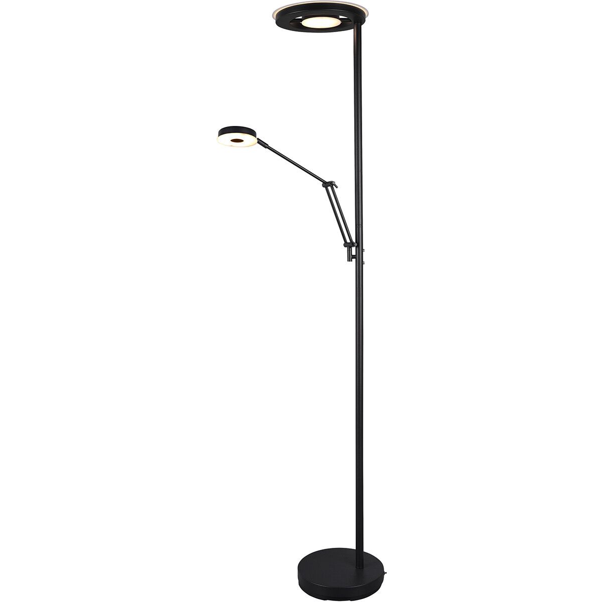BES LED Trion Barry Vloerlamp - 38W - Aanpasbare Kleur - Rond - Mat Zwart - Aluminium