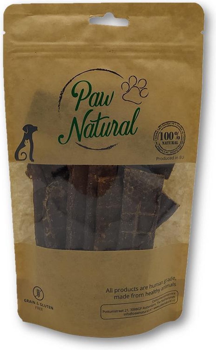 Paw Natural Puur Herten Vleesreepjes voor Honden, Training Traktaties Beloningen 150g. Graan en Glutenvrij Naturel Hondenvoer voor Dieren, alle Rassen