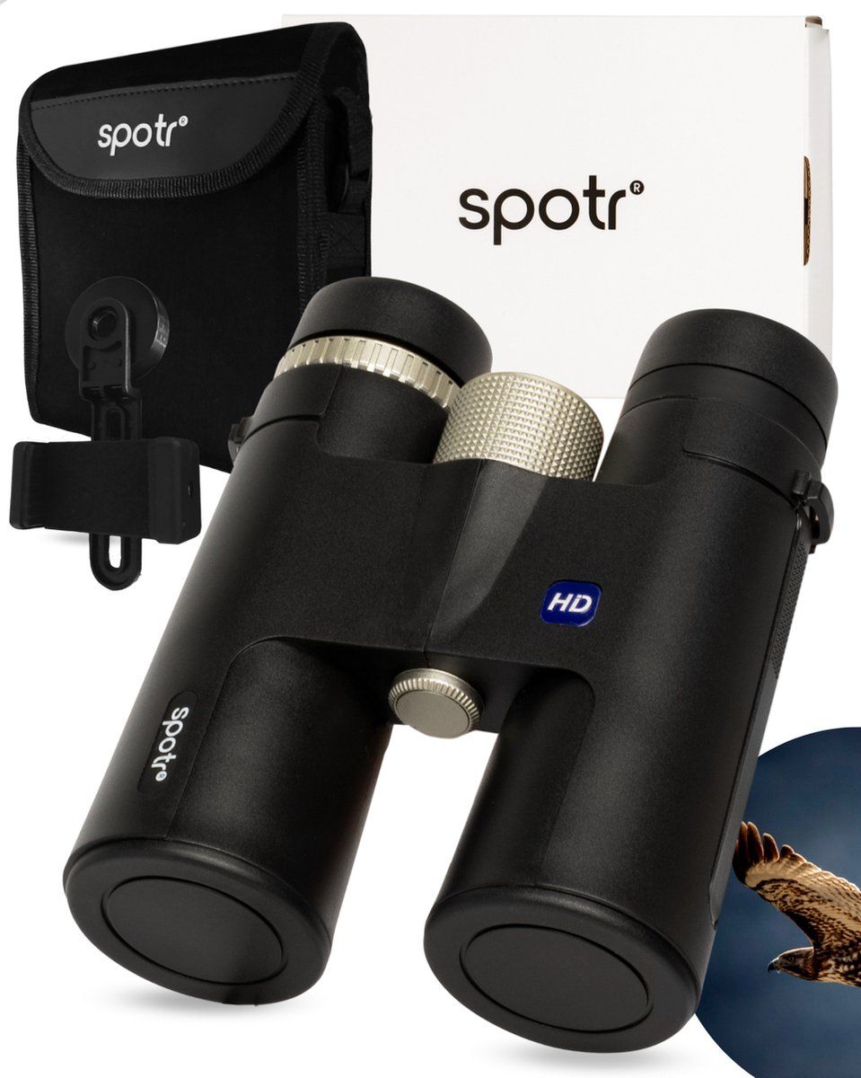 SPOTR Verrekijker 12x42 HD - Inclusief Telefoonhouder - Zwart