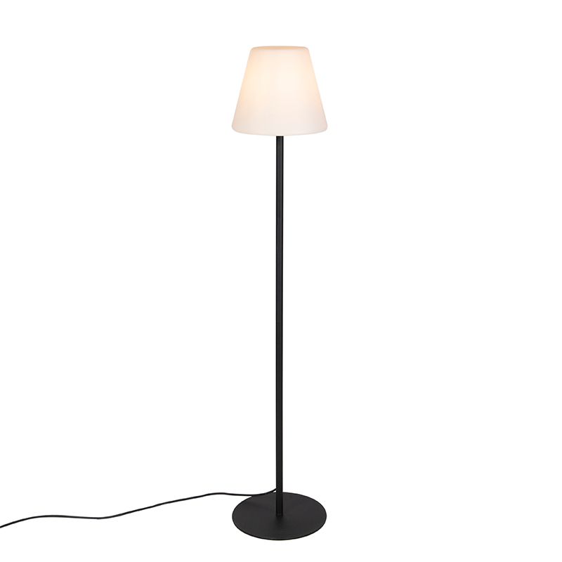 QAZQA Virginia FL - Vloerlamp - 1 lichts - H 1500 mm - Zwart