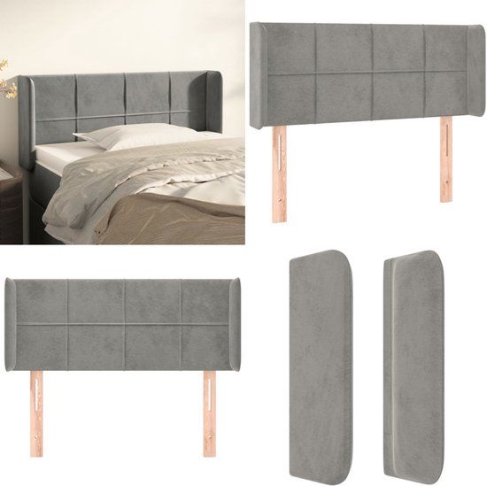 vidaXL Hoofdbord met randen Lichtgrijs 93x16x78/88 cm Fluweel