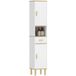 Meuble de salle de bain étroit avec 2 portes, tiroir et étagère ouverte, blanc - Rangement colonne pratique