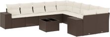 vidaXL 11-delige Loungeset met kussens poly rattan bruin