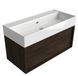Saniclass Holz Frame Badkamermeubelset - 100x45x52cm - Legend keramische wastafel wit - 1 wasbak - zonder kraangat - 1 lade - mat eiken charcoal