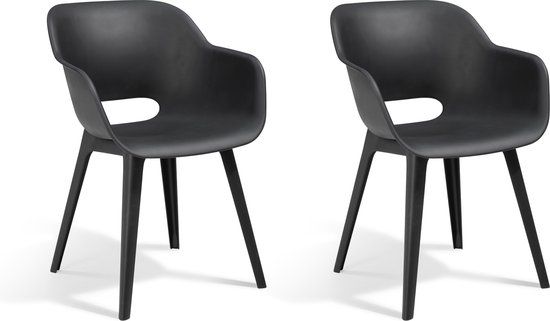 Keter Akola Tuinstoelen - 2 stuks - Donkergrijs