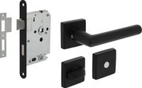 Intersteel Deurbeslag set toiletslot 63/8mm zwart met deurkruk Broome en WC-sluiting zwart
