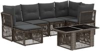 vidaXL Tuinbank Set 7-delig Grijs Polyrattan