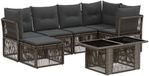 vidaXL Tuinbank Set 7-delig Grijs Polyrattan