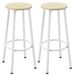Omgoods - Lot de 2 tabourets de bar, hauteur 64 cm, avec repose-pieds, design rond, idéal pour la cuisine et la salle à manger (couleur naturelle)