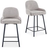 IDIMEX Barkrukken VIVIANNE-1, set van 2, gestoffeerd – beige