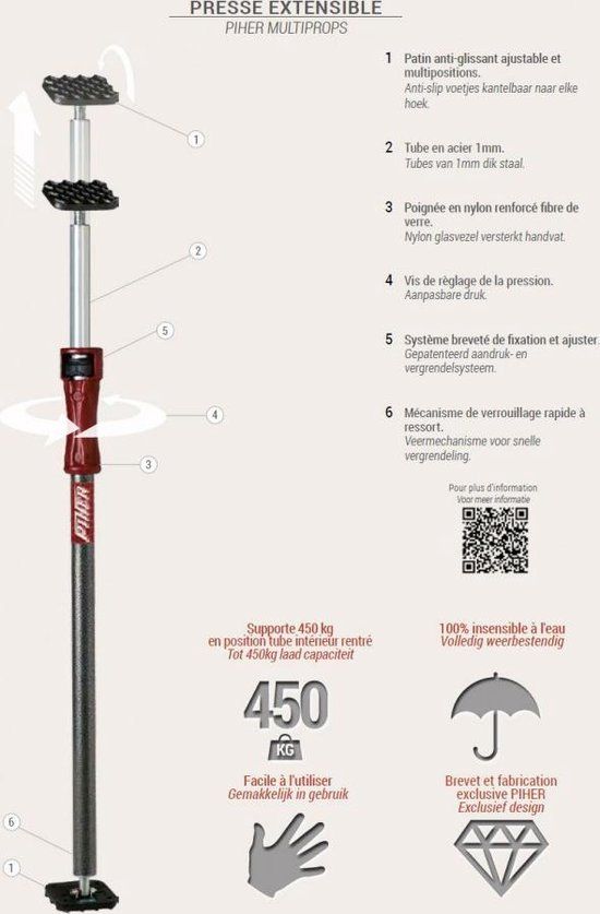 Piher Multiprop P3 Telescopische Steun 155-290cm - 30012 | 8422473300128