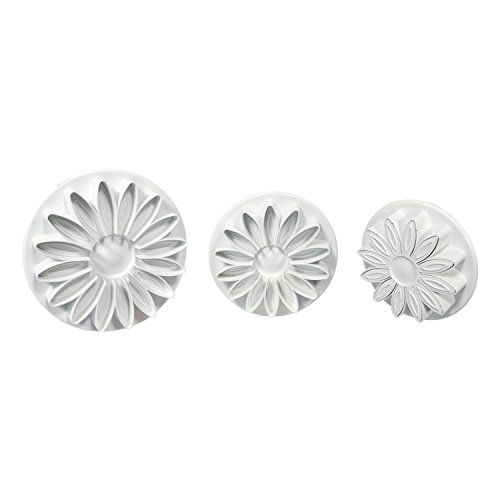 PME SD618 uitsteekvormpjes met geaderde zonnebloem/margriet/gerbera, kunststof, wit, 5 x 5 x 5 cm, set van 3