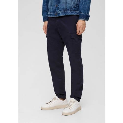 s.Oliver regular fit cargo broek blauw/zwart