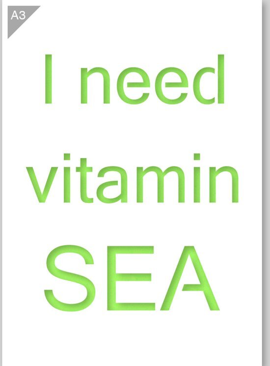 QBIX I Need Vitamin Sea sjabloon - Kunststof A3 stencil - Kindvriendelijk sjabloon geschikt voor graffiti, airbrush, schilderen, muren, meubilair, taarten en andere doeleinden