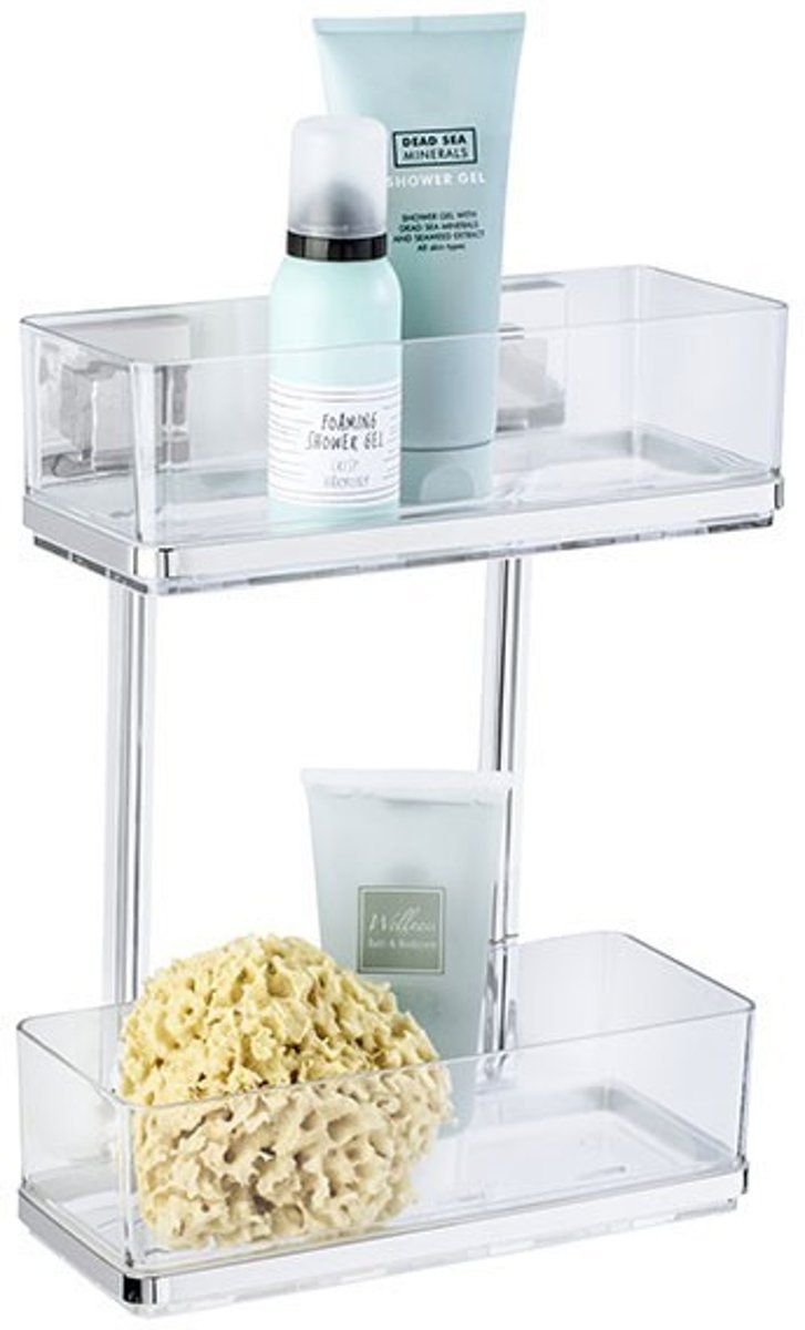 WENKO Doucherek Quadro Vacuumloc RVS Chroom 25.5x14x32.5cm 2 Laags