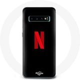 Maniacase Hoesje voor Samsung Galaxy S10 Netflix Logo rode zwarte achtergrond