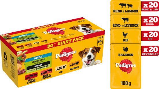 Pedigree Adult Mix Selection in Saus Maaltijdzakjes - 80 x 100 gram