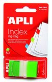 APLI 12612 - Zigzag filmlijmindexen 45 x 25 mm dispenser met 50 groene indexen