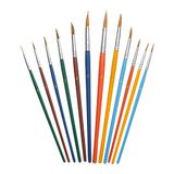 Fit For The Job 12 kwasten 100% geitenhaar set met meerdere formaten ideaal voor waterverf, inkt, acrylverf voor kinderen/volwassenen, knutselen, kunst, doe-het-zelf, decoratie, upcycling, modelwerk