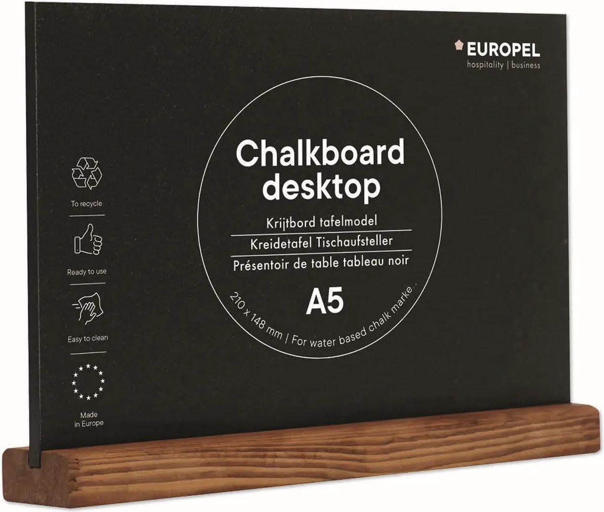 Europel - Krijtbord liggende - Tafelmodel - A5 - Hout