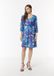 Comma Korte chiffon jurk hemelsblauw gebloemd V-hals lange mouw maat 36