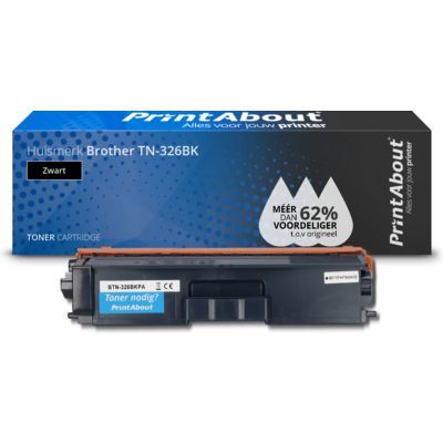 PrintAbout Huismerk Brother TN-326BK Zwart Toner | Hoge capaciteit | Compatibel
