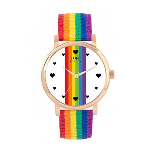 Toff London Pride Lineair wit hart wapenstokken Horloge - 5059656938545