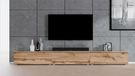 AX LIVING TV-meubel, staand, model Loriano, laag, eikenhout, Wotan-kleur, 3 vakken van 100 cm breed