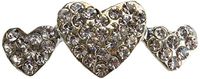 Mopec Broche in de vorm van 3 harten van strass, 12 stuks, metaal, zilver, 1,00 x 3,80 x 1,50 cm