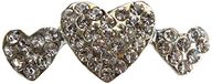 Mopec Broche in de vorm van 3 harten van strass, 12 stuks, metaal, zilver, 1,00 x 3,80 x 1,50 cm
