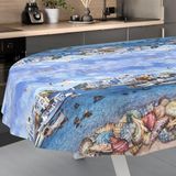 ANRO Afwasbaar tafelzeil, tuintafelkleed, voor binnen en buiten, ovaal, 200 x 140 cm, snijrand, visseroever