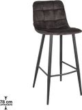 LABEL51 Jelt Barkruk - Grijs - Velvet - Hoog
