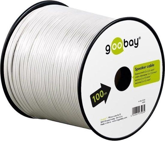 Goobay Luidsprekerkabel CCA 2 x 1,5mm2 - Wit - 100 meter