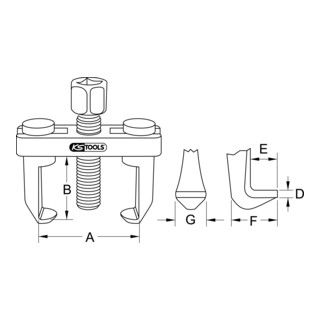 KS Tools universele ruitenwisserarm trekker 2-armig