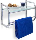 Relaxdays Handdoekhouder Wand - RVS - 2 Stangen - Hangend - 34 x 45 x 23 cm - Badkamer