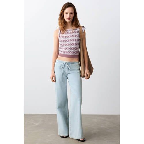 MANGO TEEN low waist wide leg jeans light blue denim