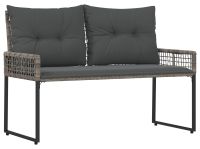 vidaXL Tuinbank met kussen Grijs 118 x 55 x 82 cm PE Riet en Stof