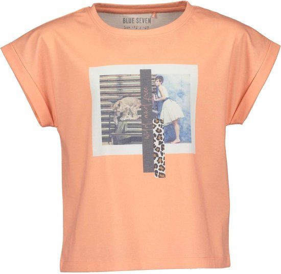 Blue Seven Meisjes T-shirt - Peach - Maat 176 - Korte Mouw