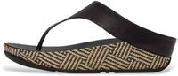 FitFlop Lulu Lux Graphic-Weave Leather Toe-Post Sandals Dames Sandalen - Zwart