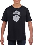 Bellatio Decorations Shoppartners Bv Kerstman hoofd Kerst t-shirt - zwart met zilveren glitter bedrukking - kinderen - Kerstkleding / Kerst outfit 116/134