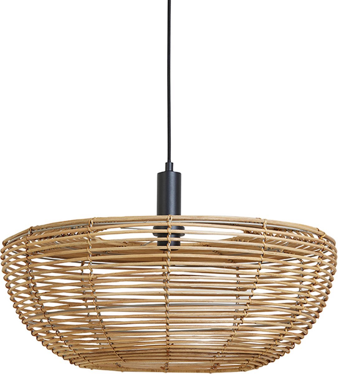 Light & Living Milan Hanglamp rotan 60x25 cm naturel/zwart - Landelijk - -