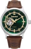 Timberland Langerbuck Automatisch horloge voor heren, groen, leer, 45 mm